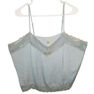 RYEGRASS women's tank top XXL blue gray adjust straps lace  hem Boho w-365